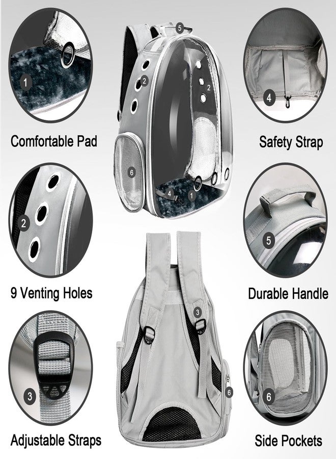 ARJEX Cat Backpack Carrier, Pet Cat Carrier with Ventilated Design for Carrying Puppy Cats, Pet Carrier Back Pack Bag Space Capsule for Traveling/Hiking/Camping/Outdoors (Grey) - Image 3